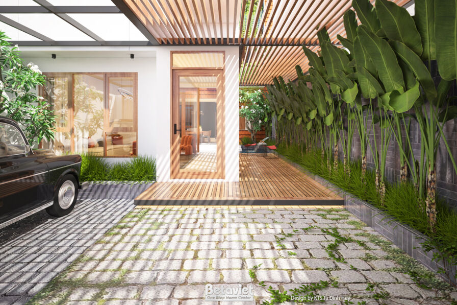 Mẫu thiết kế gara biệt thự liền kề Tropical Modern NT24554